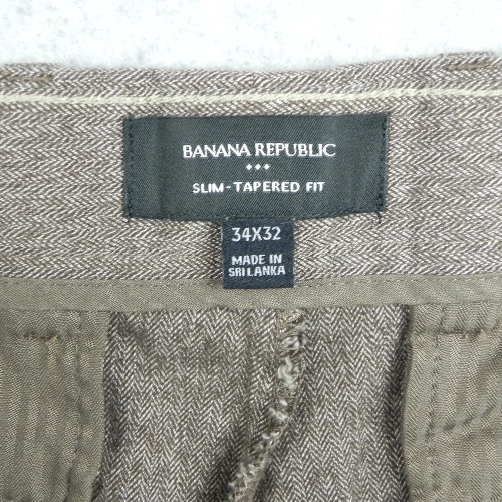 Banana Republic Pants Mens 34x29‎ Slim-Tapered Fit Dress Suit Flat Front Brown